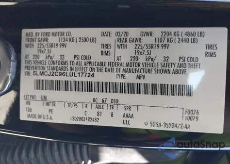 2020 Lincoln Corsair Reserve from USA, damaged, VIN 5LMCJ2C96LUL17724